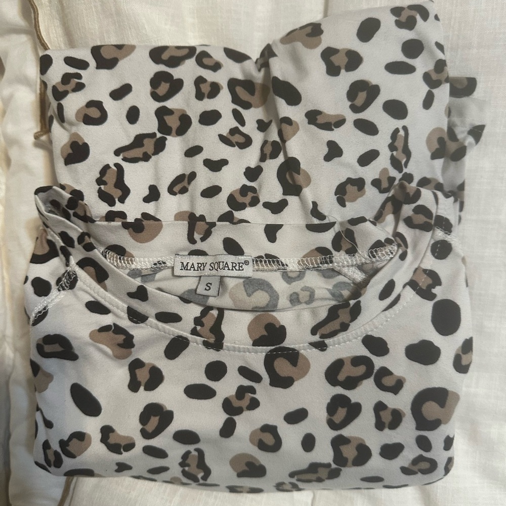 Mary Square Leopard Print Pajama Set - Black and Brown